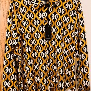 NWT Jules & Leopold Retro Geometric Print Button-Down Blouse - Size Medium
